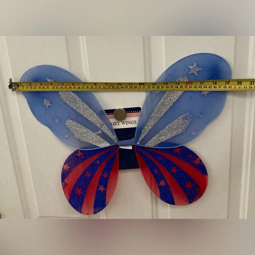🩶💙🧚‍♂️❤️🩶Blue and Red Fairy Wings with Silver Glitter